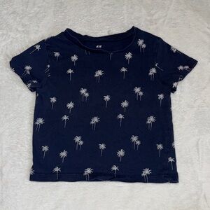 (3 for $10) H&M Navy Tee with White Palm Tree Print
